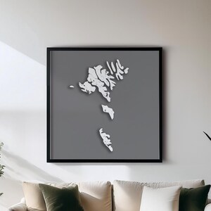 Islas Feroe - Impresión - Mapas de países en blanco y negro para pared / Juego de 5 mapas detallados / Decoración de pared