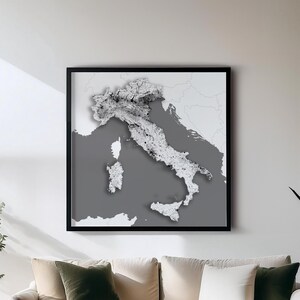 Italie - Impression - Cartes de pays en noir et blanc Art mural | Jeu de 5 cartes détaillées | Décoration murale