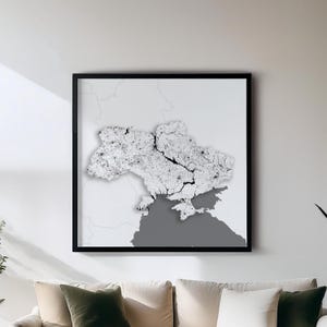 Ucraina - Stampa - Mappe dei paesi in bianco e nero Wall Art / Set di 5 mappe dettagliate / Decorazione da parete