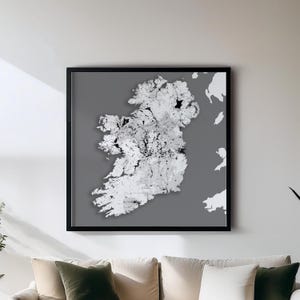 Irlanda - Impresión - Mapas de países en blanco y negro para pared / Juego de 5 mapas detallados / Decoración de pared
