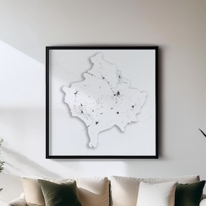 Kaukasus - Print - Schwarzweiße Landkarte / Wanddeko | Set mit 5 Detailkarten | Wanddekoration