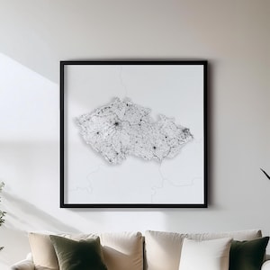 Tschechische Republik - Poster - Schwarzweiße Landkarten | Set mit 5 Detailkarten | Wanddekoration