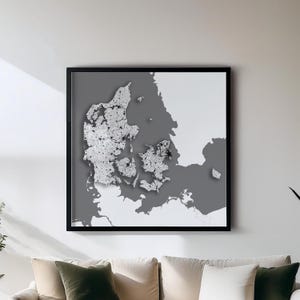 Dänemark - Poster - Schwarzweiße Landkarte mit Maps Wall Art | Set mit 5 Detailkarten | Wanddekoration