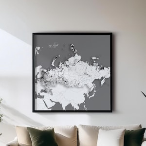 Russland - Print - Schwarzweiße Landkarten Wandkunst | Set mit 5 Detailkarten | Wanddekoration