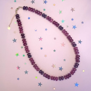 Garnet Gemstone Necklace, Garnet Necklace, Colorful Beaded Necklace, Boho Necklace