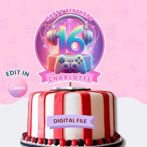 Gamer Kuchen Topper Geburtstag Tortendeko, Videospiel Party Dekor, Kuchendekoration, Videospiel Party Dekor, bedruckbarer Topper, digitaler Download