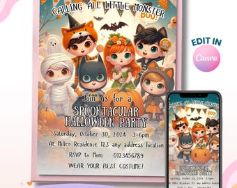 Monster Halloween Costume Party Invitation (Digital File)