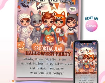 Spooktacular Halloween Party Invitation, Monster Costume Invite (Digital Download)