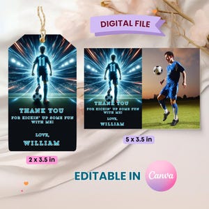 11th Birthday, Editable Soccer Birthday, Editable Tags Template, Printable Favor Tag Template,  Custom Gift Tag, Printable Present Tag