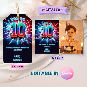 10. Geburtstagskarte, zweistellige Geburtstagsfeier, 10. Geburtstags-Dankeschön-Tag, bearbeitbare Dankeskarte, Boy Party Favors, digitaler Download