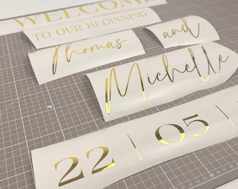 Custom Wedding Stickers for Mirror, Acrylic plaques. Sign Decal Bundles Welcome to our beggining