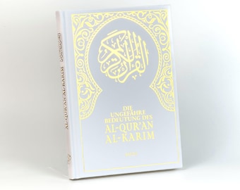 Koran German: White Hardcover with Gold Embossing & Ribbon Rauda