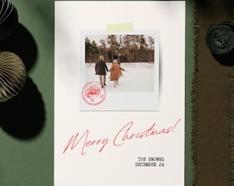 Simple Year In Review Christmas Photo Card Template (Digital Download)