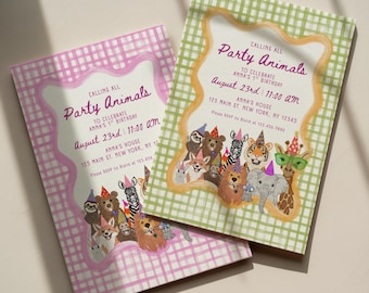 Party Tier Kindergeburtstag Party Einladung Vorlage - 10x15, 5x7 und Mobile Größen
