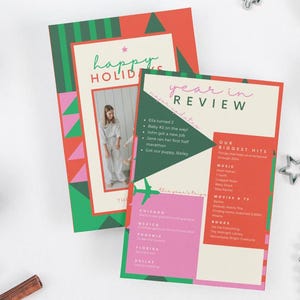 Carte de Noël colorée personnalisable pour souligner l'année - 4 x 6/A6 et 5 x 7/A7