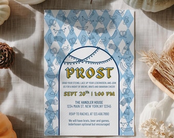 Hand Drawn Oktoberfest Party Invitation - 4x6, 5x7 and Mobile Sizes
