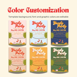 Color editable invitation template for a backyard games party