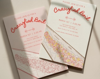 Crawfish Boil Illustration Party Invitation - 4x6, 5x7 and Mobile Version