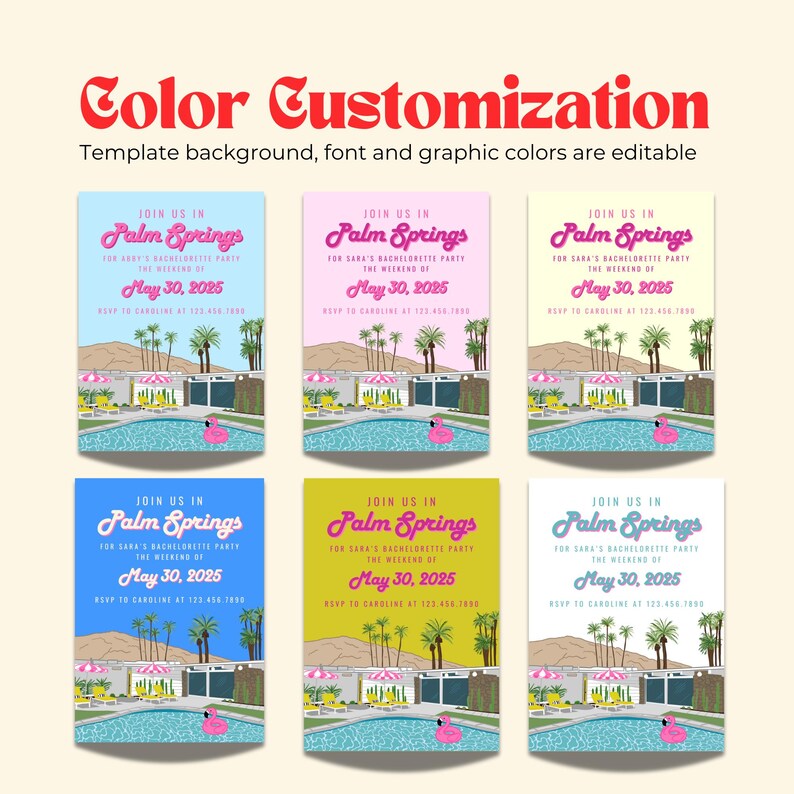 Customizable Palm Springs party invitation template