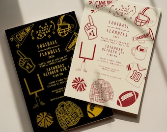 Football & Flannels Party Invitation | Editable Fall Football Canva Template