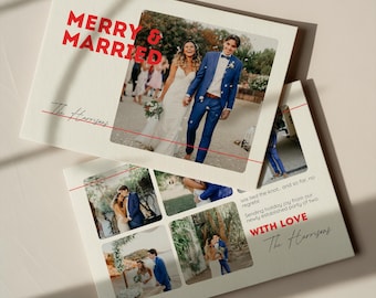 Cartão de Natal "Feliz e Casado" para Recém-Casados - 4x6 e 5x7