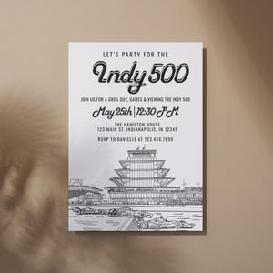 Indy 500 Memorial Day Party Invitation - 4x6, 5x7 and Mobile Sizes