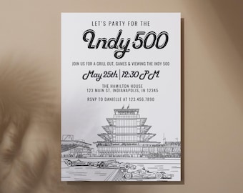 Invito alla festa del Memorial Day a tema auto da corsa di Indianapolis - Dimensioni 4x6, 5x7 e per cellulari