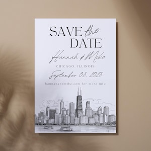 Skyline di Chicago: Save The Date - 4x6 / A6 e 5x7 / A7