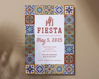 Hand Drawn Fiesta Party Invitation Template - 4x6, 5x7 and Mobile Sizes