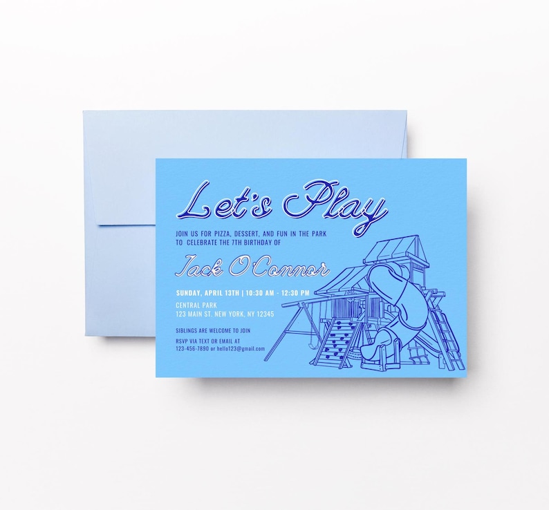 Playground Themed Birthday Party Invitation Template - 6x4, 7x5 and ...