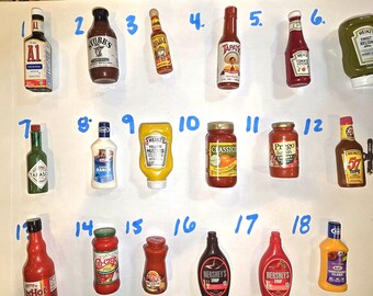 Casa Delle Bambole Pomodoro Ketchup & Senape Bottiglie Cucina Caffè