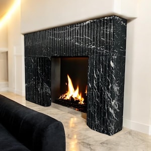 Fluted Black Marble Fireplace Mantel Marble Fireplace Surround Modern Fireplace Mantel Marble Fireplace