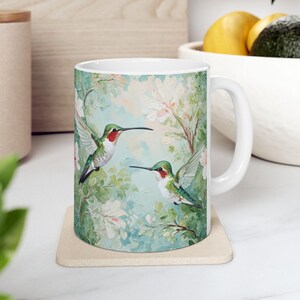Bird Paint Art Coffee Mug, Bird Enthusiast Artistic Gift for Nature Mug Hummingbird Coffee Mug Gift, Ceramic Bird Mug, Nature Lover Mug Gift