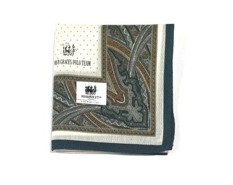 Chusteczka męska Vintage Four Graces Polo Team Art Green Paisley Pocket Square Cotton 17,7"