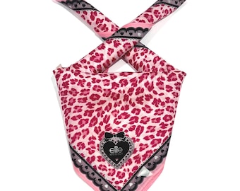Handkerchief Vintage Women Elile Models Mini Scarf Art Leopard , Heart Pink Cotton Square 20” for  Gift