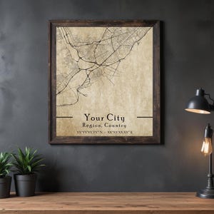 Mapas de cidade personalizados em estilo retrô, Mapas de rua personalizados, Pronto para imprimir, Mapas de cidade personalizados, Pôster de parede, Download digital