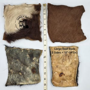 Beef Bark - Cow Skin Dog Chew with Hair: Natural Rawhide Alternative - Single Ingredient Treat Large