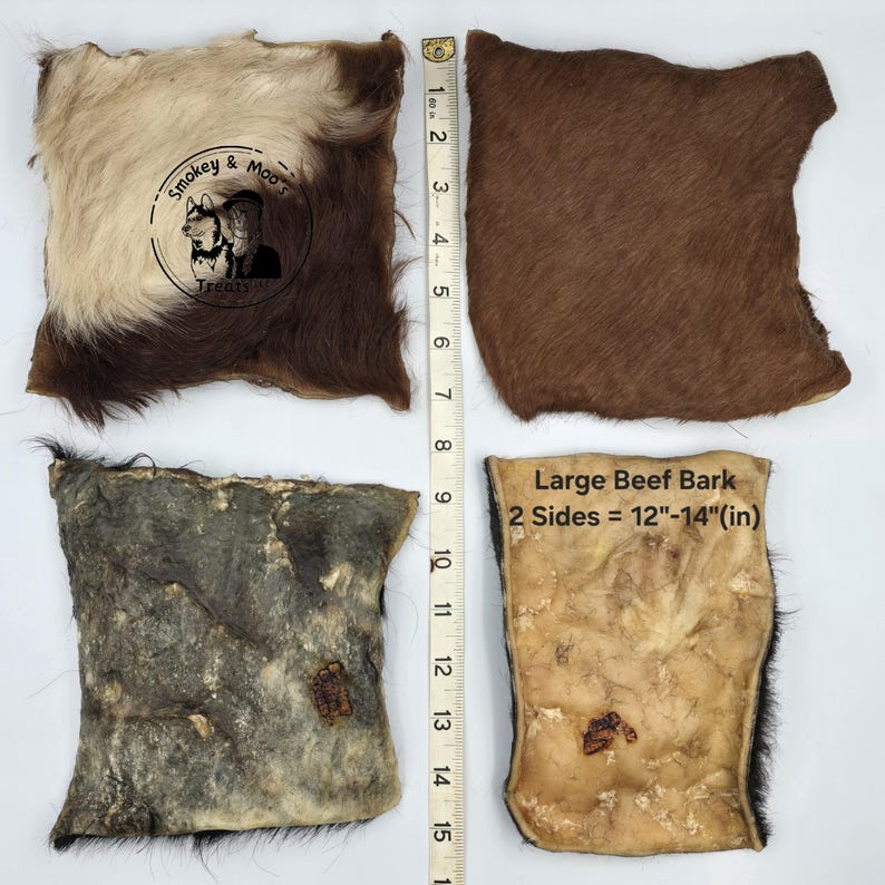 Beef Bark - Cow Skin Dog Chew with Hair: Natural Rawhide Alternative - Single Ingredient Treat Large