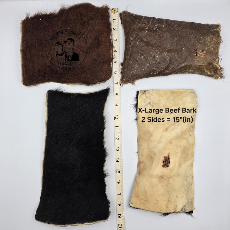 Beef Bark - Cow Skin Dog Chew with Hair: Natural Rawhide Alternative - Single Ingredient Treat X-Large