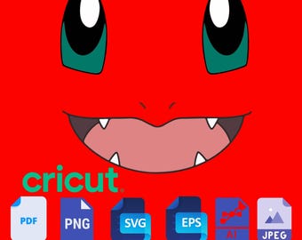 ヒトカゲのポケモン、ヒトカゲの顔 SVG、目が笑うクリップアート