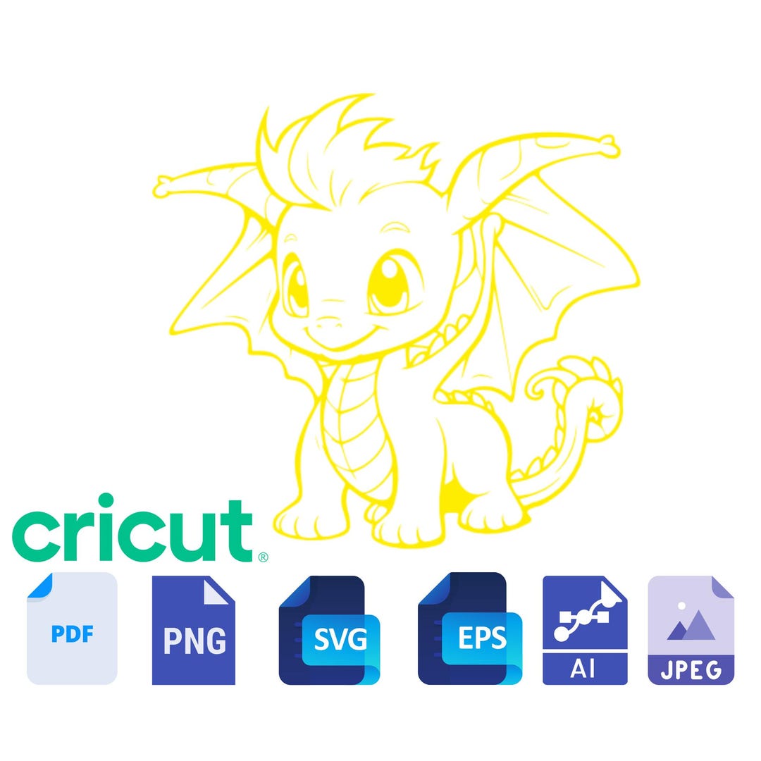 Baby Dragon SVG, Fantasy SVG, Cute Mythical Animal SVG, Cricut Cutting ...