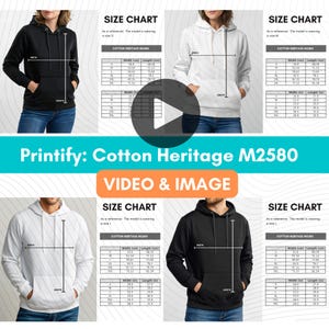 T-Shirt Mockup Bundle: Size Chart, Videos, Images (Cotton Heritage M2580)
