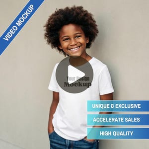 Boys&#39; White Tee Video Mockup: Design Template