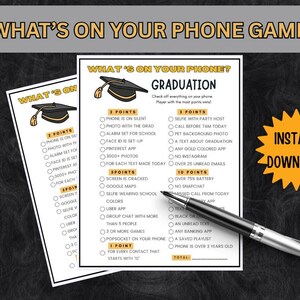 GRADUATION PARTY GAME, Graduation What&#39;s On Your Phone Game, Party Game, Graduation Fun, Phone Games, Family Game Night, Printable Game