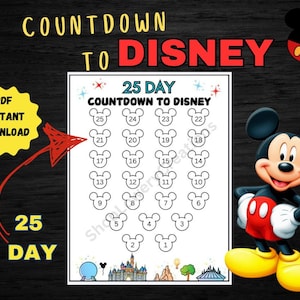 PRINTABLE COUNTDOWN to DISNEY, Disney World Countdown sheet, Disneyland Countdown sheet, Countdown calendar, Disney Countdown for kids