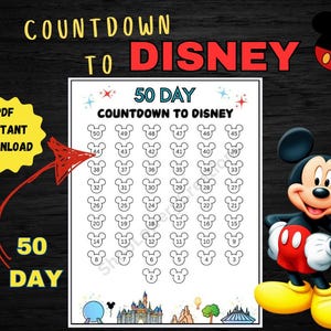 PRINTABLE COUNTDOWN to DISNEY, Disney World Countdown sheet, Disneyland Countdown sheet, Countdown calendar, Disney Countdown for kids