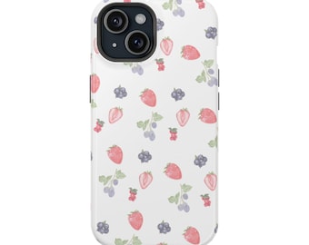 White Berries Fruit Phone Case | Summer Berry | Glossy Magsafe Finish | designed by @ayjaythelabel | Cute Gift for Her