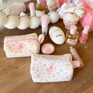 Minibolso llavero blanco vintage / Lavable a máquina / Neceser / Algodón / Exclusivo de AYJAY / ayjaythelabel / Lindo regalo para ella