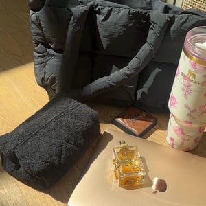 Black Puffer Cloud Duffle Tote Bag | Gym Diaper Beach Laptop Travel Bag Large | @ayjaythelabel