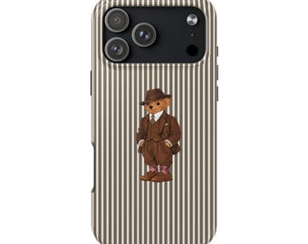 COUNTRY BROWN CLUB stripes rl teddy bear phone case